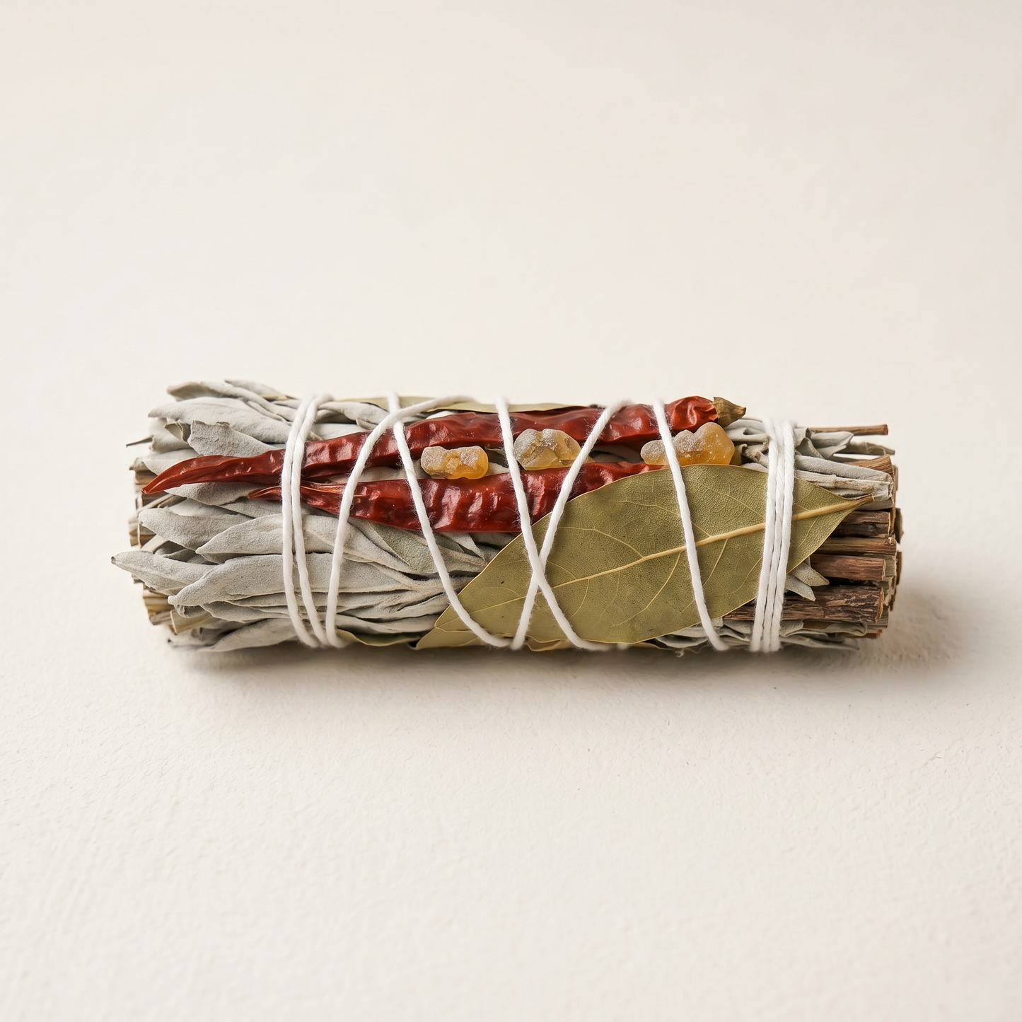 White Sage & Copal Smudge Stick | Red Chili & Bay Leaves | Full Length Studio | Sunsum®