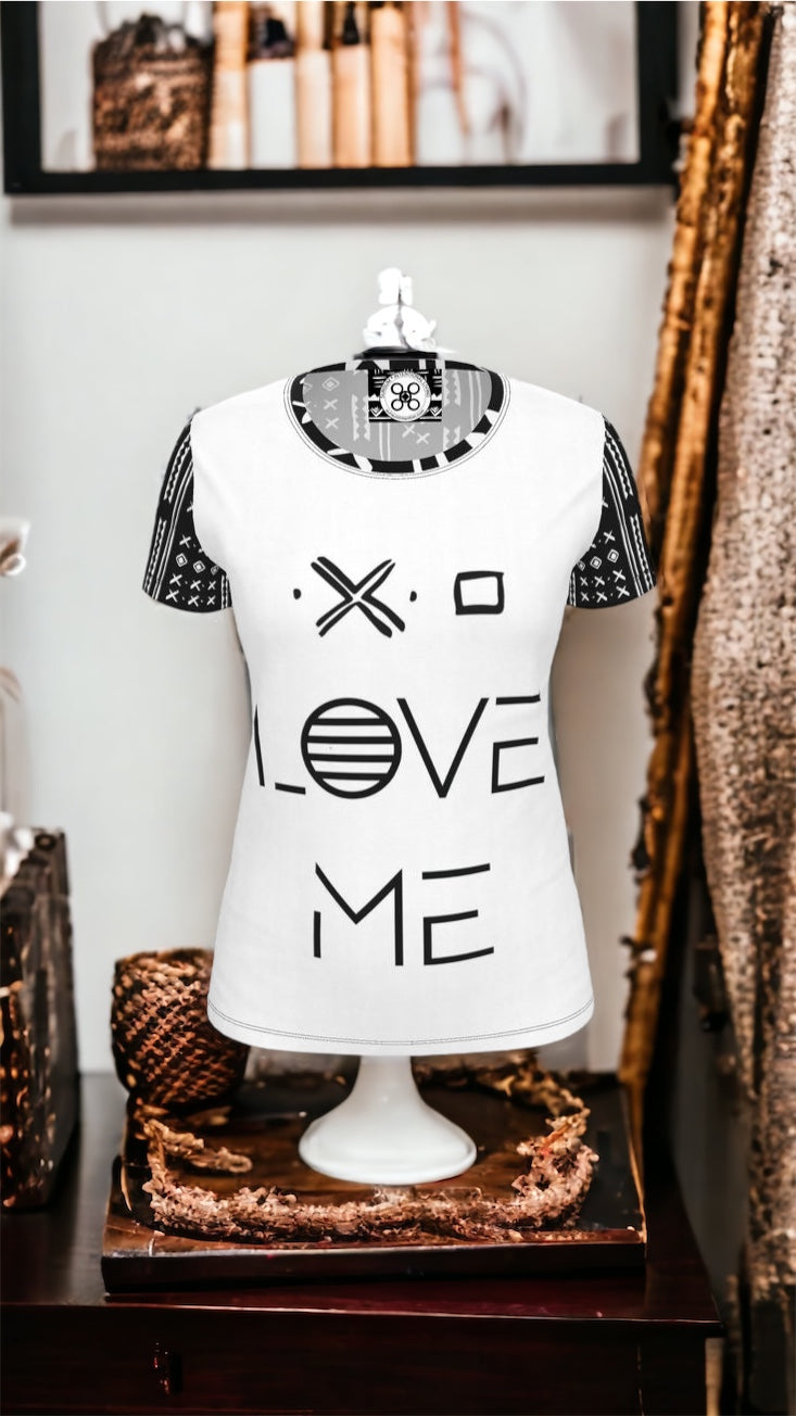 Duality Gear, Love Me, Black & White Mudcloth, Ladies Jersey T-Shirt