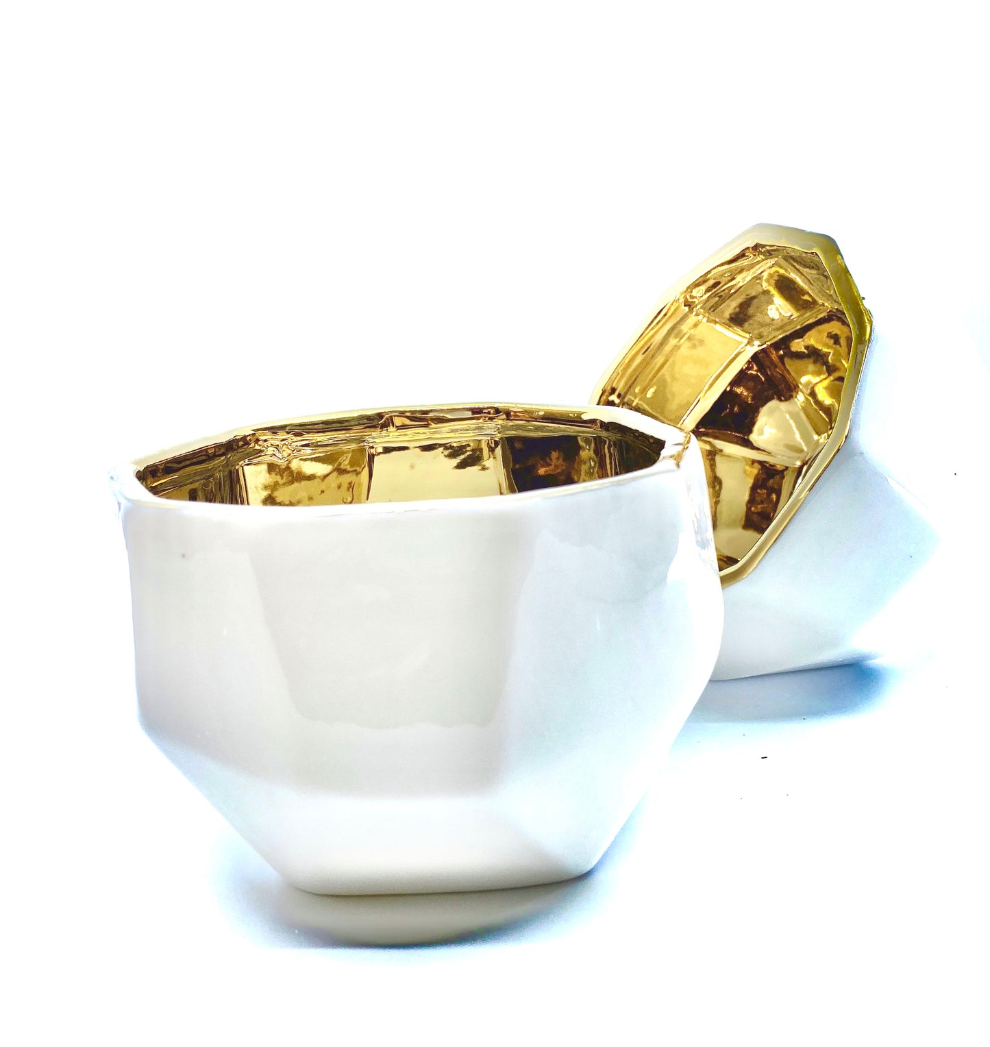 Handmade Elegant White & Gold Ceramic Planter/Pot Sunsum®