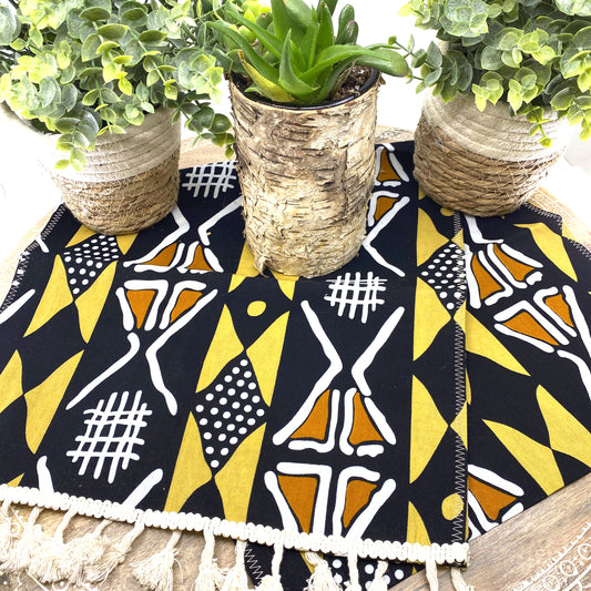Handmade, Coffee Table Runner, Brown Bologan, Wax Print Mashona